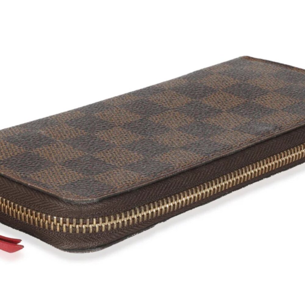 LOUIS VUITTON  Damier Ebene Clemence Wallet in Cherry